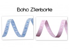 Webband - Zierband Boho hellblau oder rosa